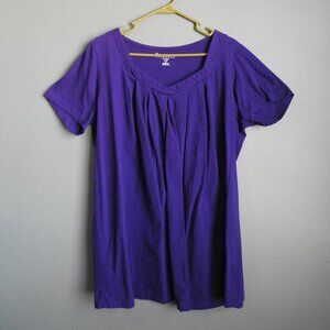 Roamans Purple Wide Neck Short Sleeve Tunic - Medium (14/16)
